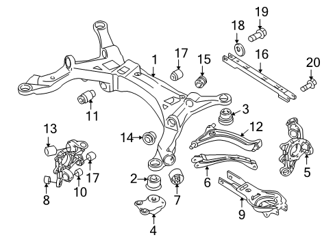 2001 Volvo S80 Rear Suspension, Control Arm Diagram 1