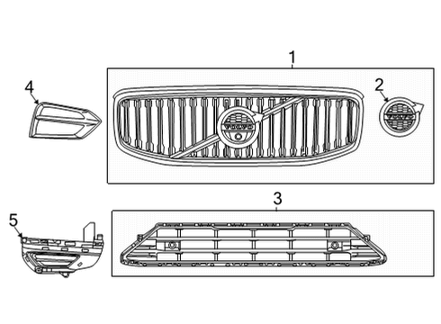 2021 Volvo XC60 Grille & Components Diagram 4