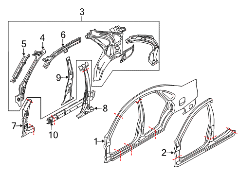 2000 Volvo S40 Center Pillar, Hinge Pillar, Rocker Panel, Uniside