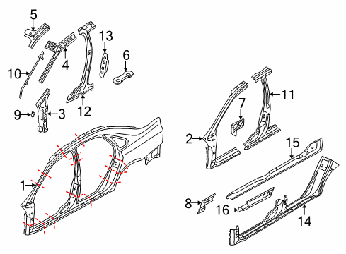 2002 Volvo S60 Center Pillar, Hinge Pillar, Rocker Panel, Uniside