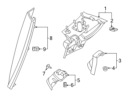 2020 Volvo XC40 Lock Pillar Trim, Driver Side Diagram for 31469188