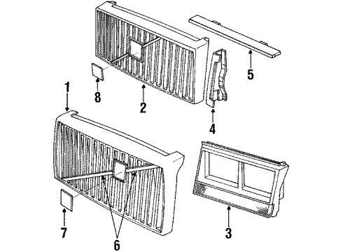 1984 Volvo 244 Grille & Components Diagram 3