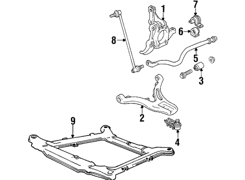 1995 Volvo 850 Front Suspension, Control Arm, Stabilizer Bar Diagram 1