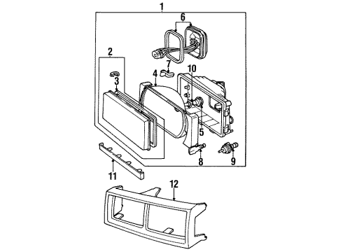 1984 Volvo 760 Sealed Beam Diagram for 989816