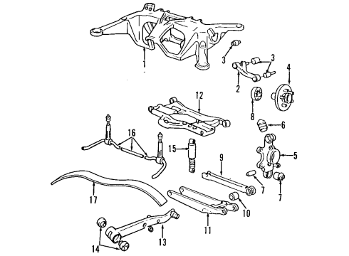 1995 Volvo 960 Rear Suspension, Control Arm, Stabilizer Bar Diagram 2