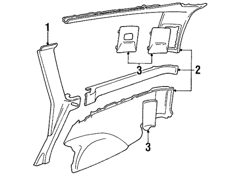 1995 Volvo 850 Pillar Trim, Passenger Side Diagram for 9416286