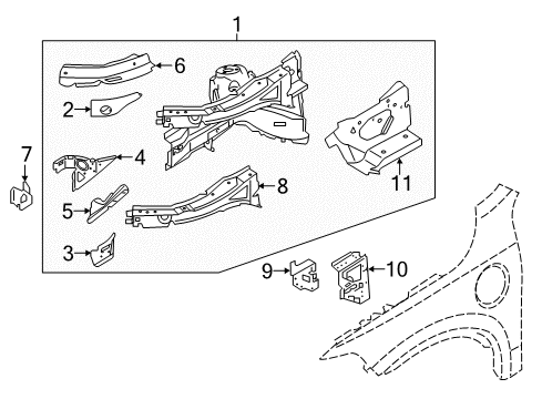 2022 Volvo XC60 Structural Components & Rails Diagram 2