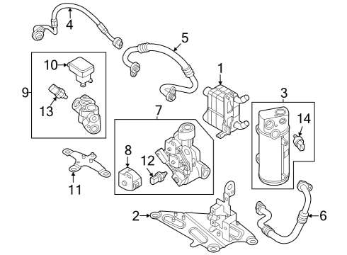 2021 Volvo XC40 Recharge Condenser, Compressor & Lines Diagram 2