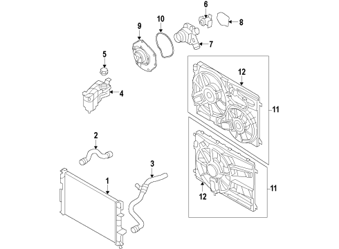 2009 Volvo S80 Cooling System, Radiator, Water Pump, Cooling Fan Diagram 4
