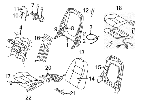 2009 Volvo V50 Front Seat Components Diagram 2