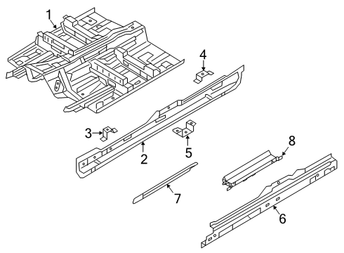 2018 Volvo V90 Cross Country Pillars, Rocker & Floor - Floor & Rails