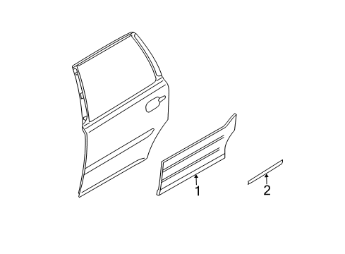 2005 Volvo XC90 Exterior Trim - Rear Door Diagram 1
