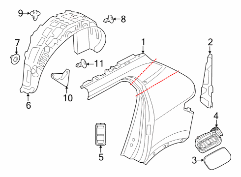 2021 Volvo XC40 Recharge Quarter Panel & Components