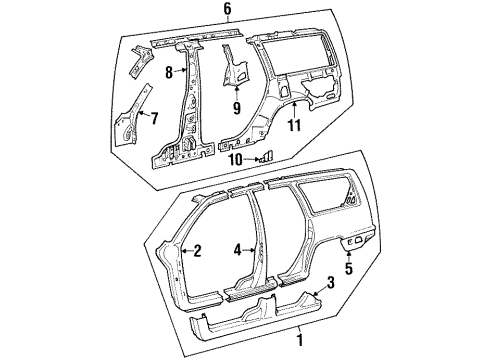 1995 Volvo 850 Center Pillar, Hinge Pillar, Rocker Panel, Uniside Diagram 2