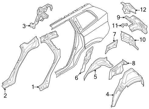 2021 Volvo XC60 Inner Wheelhouse, Driver Side Diagram for 31698177