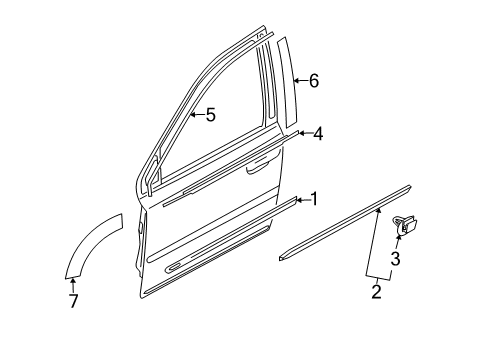 2003 Volvo XC90 Exterior Trim - Front Door Diagram 2