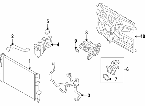 2020 Volvo S60 Cooling System, Radiator, Water Pump, Cooling Fan Diagram 3
