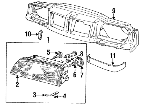 1995 Volvo 850 Headlamps, Electrical Diagram 1