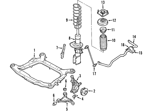 2001 Volvo S80 Front Suspension, Control Arm, Stabilizer Bar Diagram 2