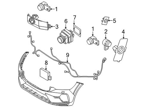 2023 Volvo XC60 Electrical Components - Front Bumper Diagram 2