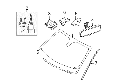 2009 Volvo C70 Windshield Glass, Reveal Moldings