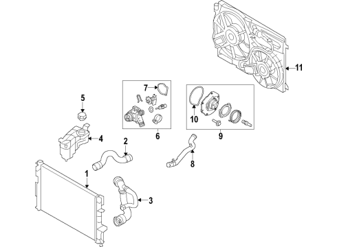 2016 Volvo V60 Cooling System, Radiator, Water Pump, Cooling Fan Diagram 6