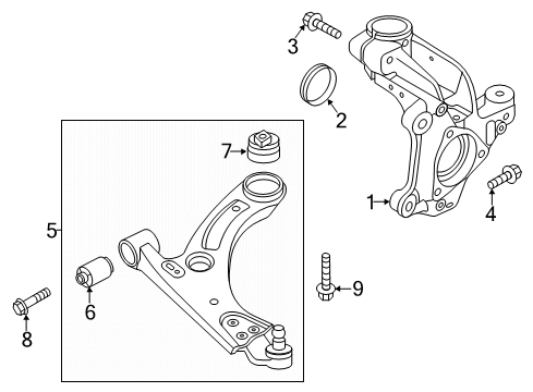 2023 Volvo XC40 Lower Control Arm, Passenger Side Diagram for 32211430