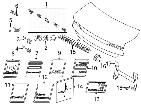 2019 Volvo S60 Exterior Trim - Trunk Lid