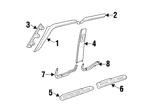 1996 Volvo 850 Windshield Pillar Trim, Passenger Side Diagram for 9414653