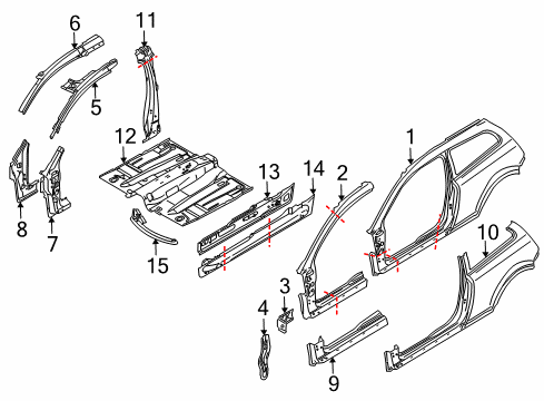 2013 Volvo C30 Center Pillar, Rocker, Floor & Rails, Uniside