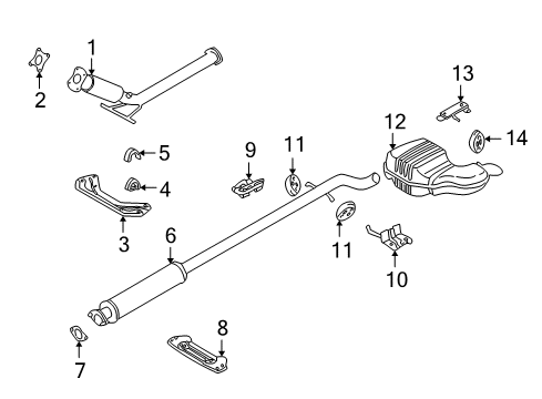 2003 Volvo V70 Front Pipe Diagram for 36000186