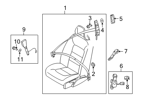 2009 Volvo V70 Front Seat Belts