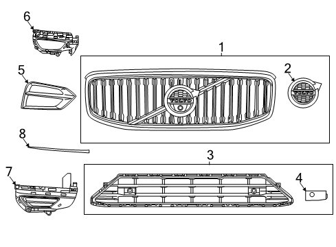 2018 Volvo XC60 Grille & Components Diagram 1
