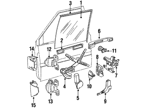 1988 Volvo 740 Front Door - Glass & Hardware
