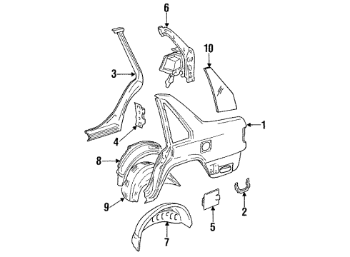 1992 Volvo 960 Quarter Panel & Components Diagram 1