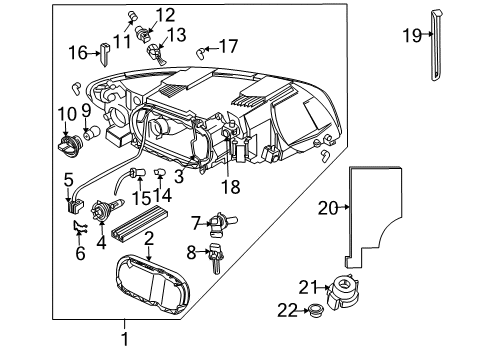 2004 Volvo S40 Headlamp Assembly, Black Bezel, Passenger Side Diagram for 30899883
