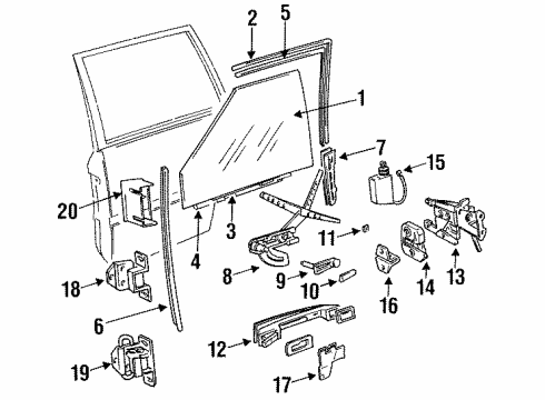 1993 Volvo 940 Front Door - Glass & Hardware
