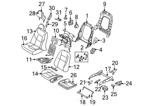 2005 Volvo V70 Front Seat Components Diagram 1