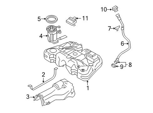 2011 Volvo S80 Tank Strap, Passenger Side Diagram for 31274318