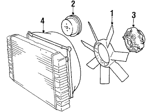 1990 Volvo 240 Cooling System, Radiator, Water Pump, Cooling Fan Diagram 2