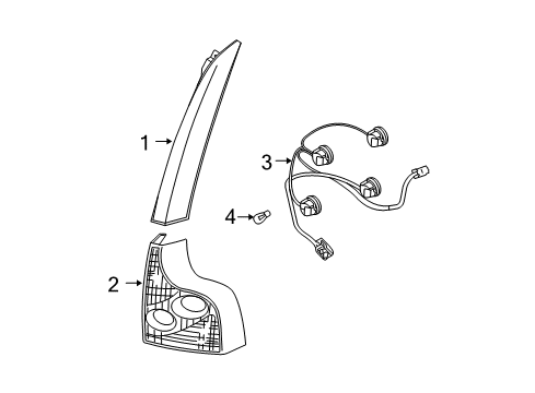 2007 Volvo XC90 Tail Lamp, Passenger Side Diagram for 30698142