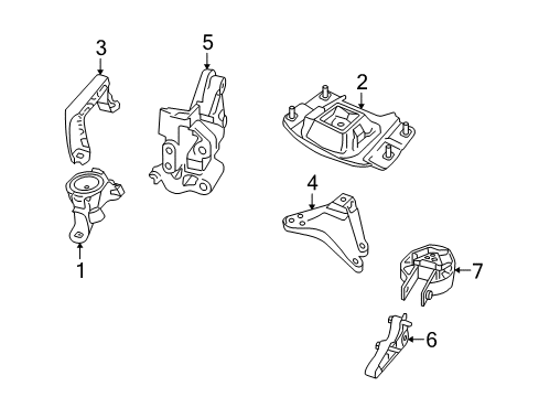 2009 Volvo S40 Engine & Trans Mounting Diagram 1