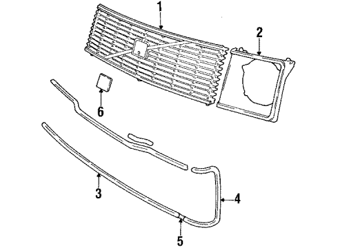 1984 Volvo 244 Grille & Components Diagram 1