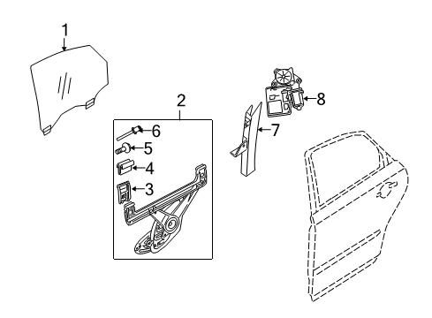 2009 Volvo S40 Rear Door - Glass & Hardware