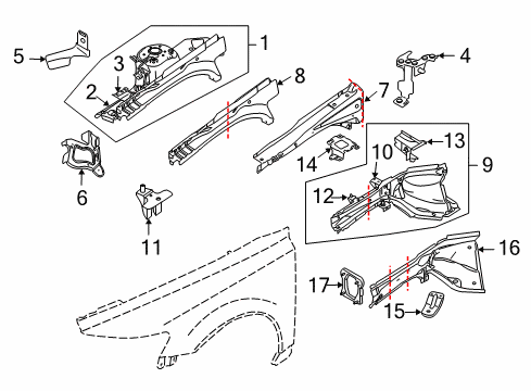 2009 Volvo C70 Structural Components & Rails