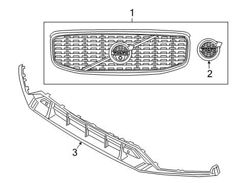 2019 Volvo V60 Grille & Components Diagram 2