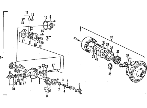 1986 Volvo 245 Rear Axle, Differential, Propeller Shaft