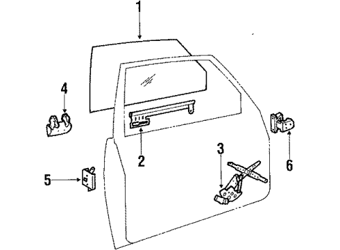 1984 Volvo 244 Front Door - Glass & Hardware Diagram 1