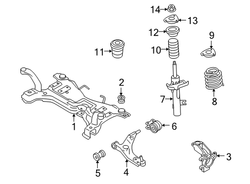 2009 Volvo V50 Front Suspension, Control Arm, Stabilizer Bar Diagram 1