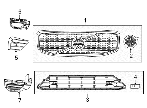 2018 Volvo XC60 Grille & Components Diagram 3